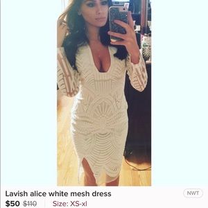 Lavish Alice white mesh embroidered dress